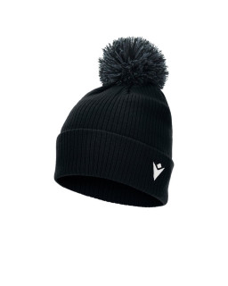 Czarna czapka z pomponem Macron- ciepła i stylowa beanie z logo Macron